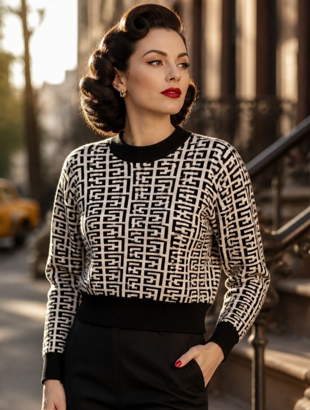 debut Navy and Ivory Marled Stripe Sweater